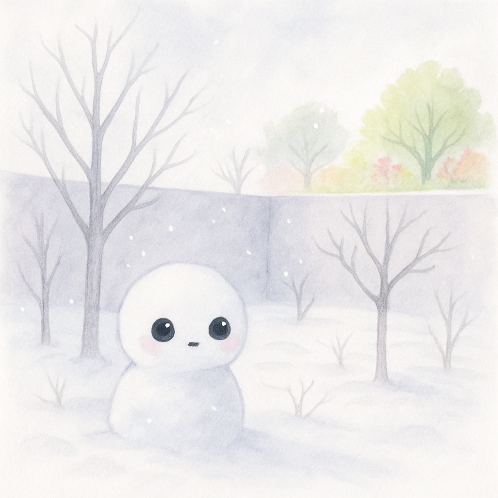 거인의 정원만 겨울인 모습 - 눈이 내리고 황량한 정원